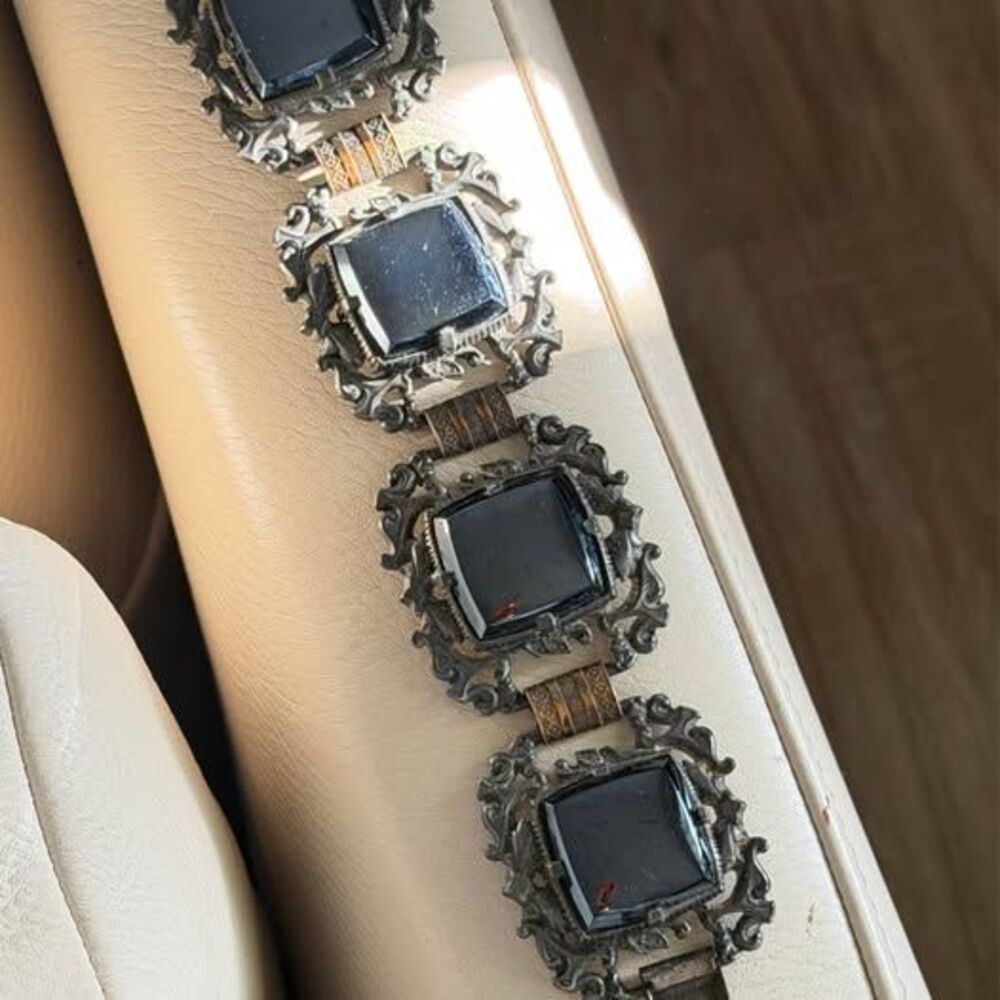 Designer Signed Vintage Hematite Bracelet - HopeChest